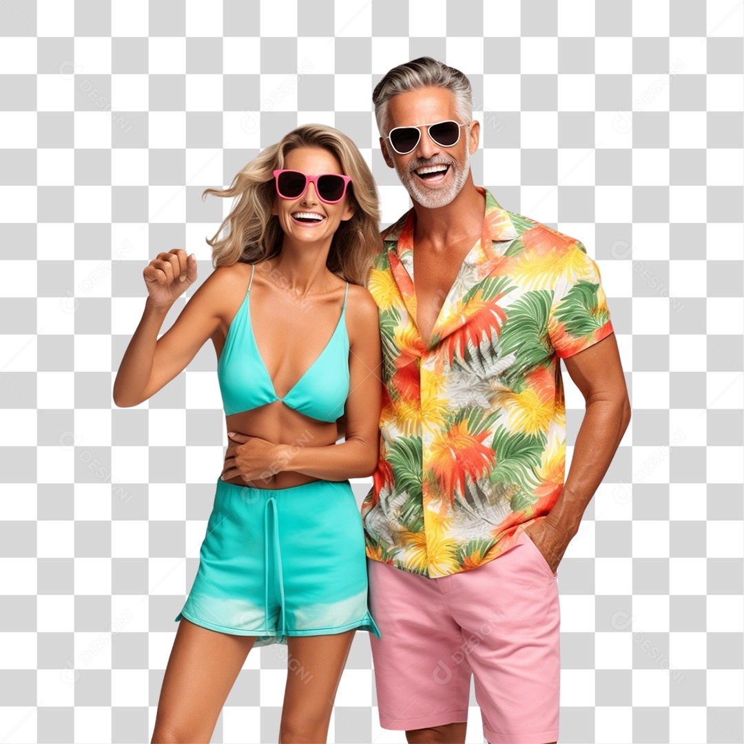 Casal Curtindo Verão Praias PNG Transparente