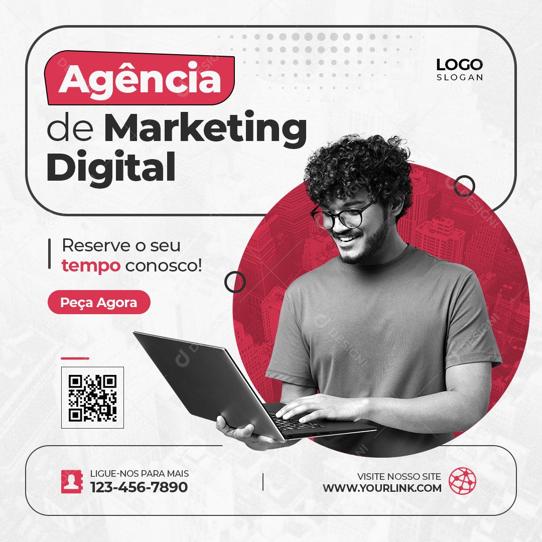 Social Media Agência De Marketing Digital Seu Tempo Conosco PSD Editável