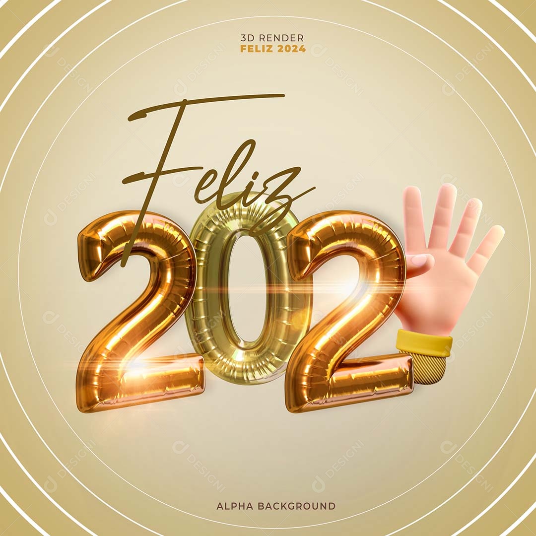 Feliz 2024 Ano Novo Social Media PSD Editável