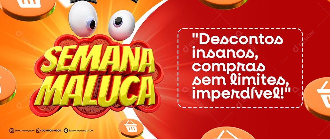 Social Media Banner Semana Maluca Descontos Insanos PSD Editável