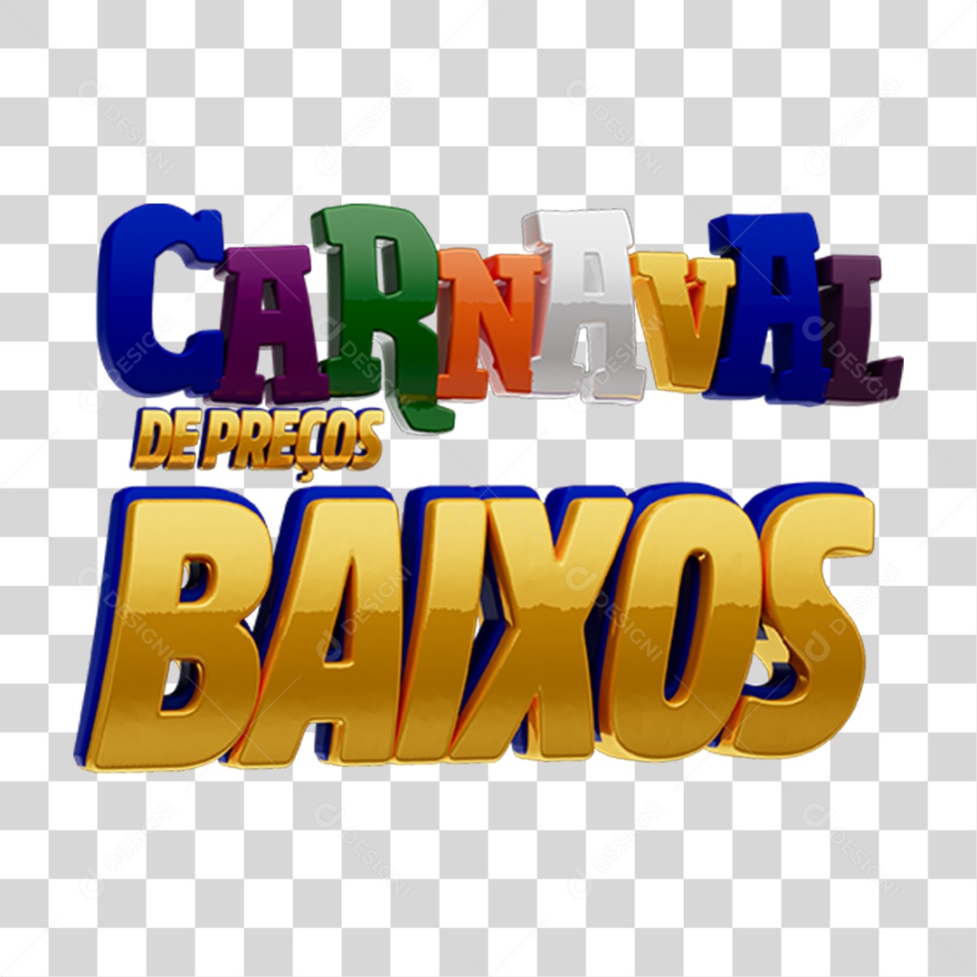 Texto 3D Carnaval de Preços Baixos PNG Transparente