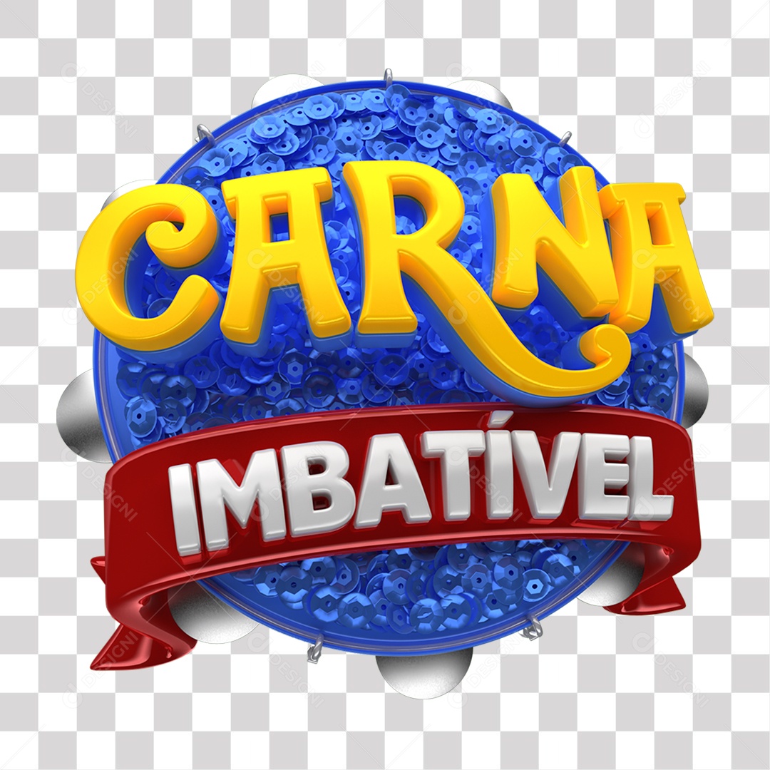 Carna Imbatível Selo 3D Amarelo Azul e Cinza para Composição PNG Transparente