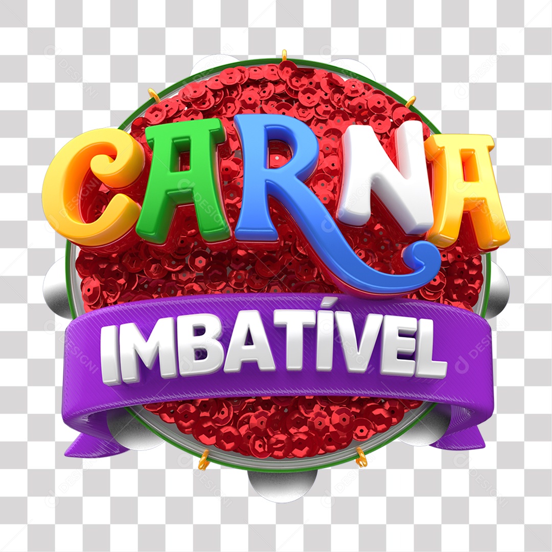 Selo 3D Carna Imbatível Colorido para Composição PNG Transparente