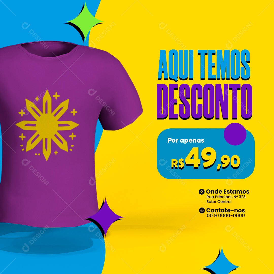 Loja de Artigos Geek Aqui Temos Desconto Camisa Social Media PSD Editável
