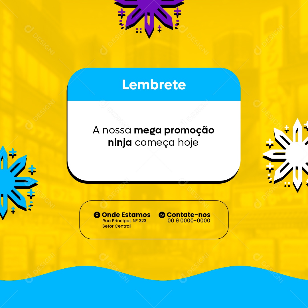 Loja de Artigos Geek Lembrete A nossa mega promoção ninja Social Media PSD Editável