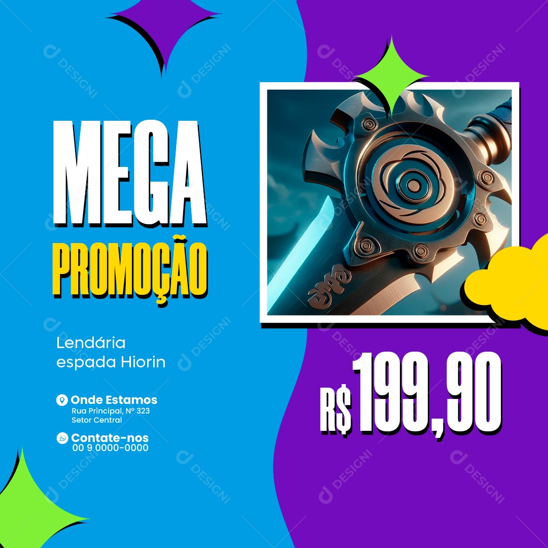 Loja de Artigos Geek Mega Promoção Lendária Espada Hiorin Social Media PSD Editável
