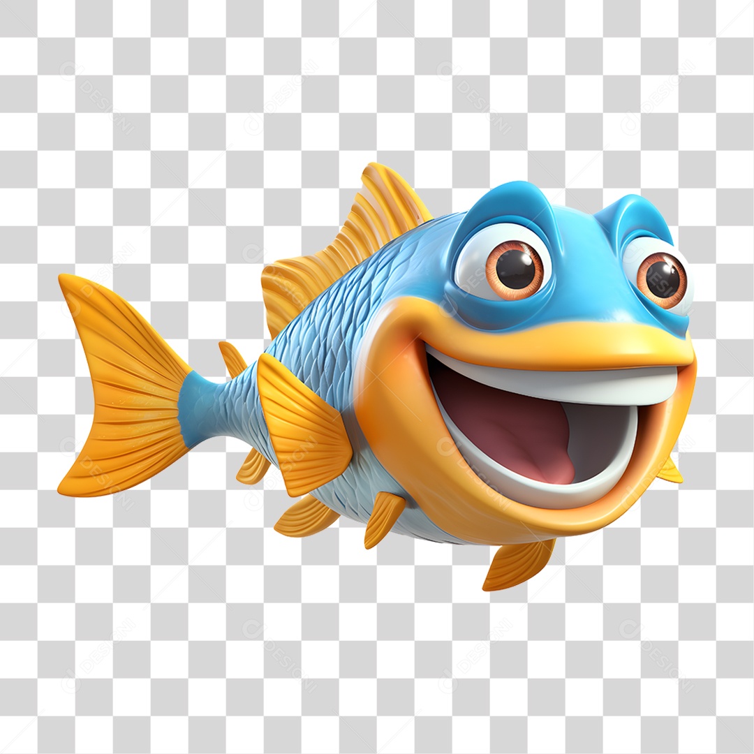 Mascote Peixe Colorido PNG Transparente