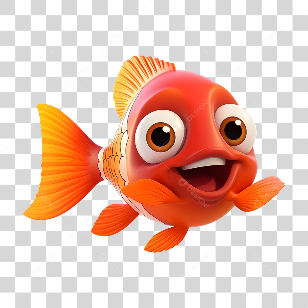 Mascote Peixe Colorido PNG Transparente