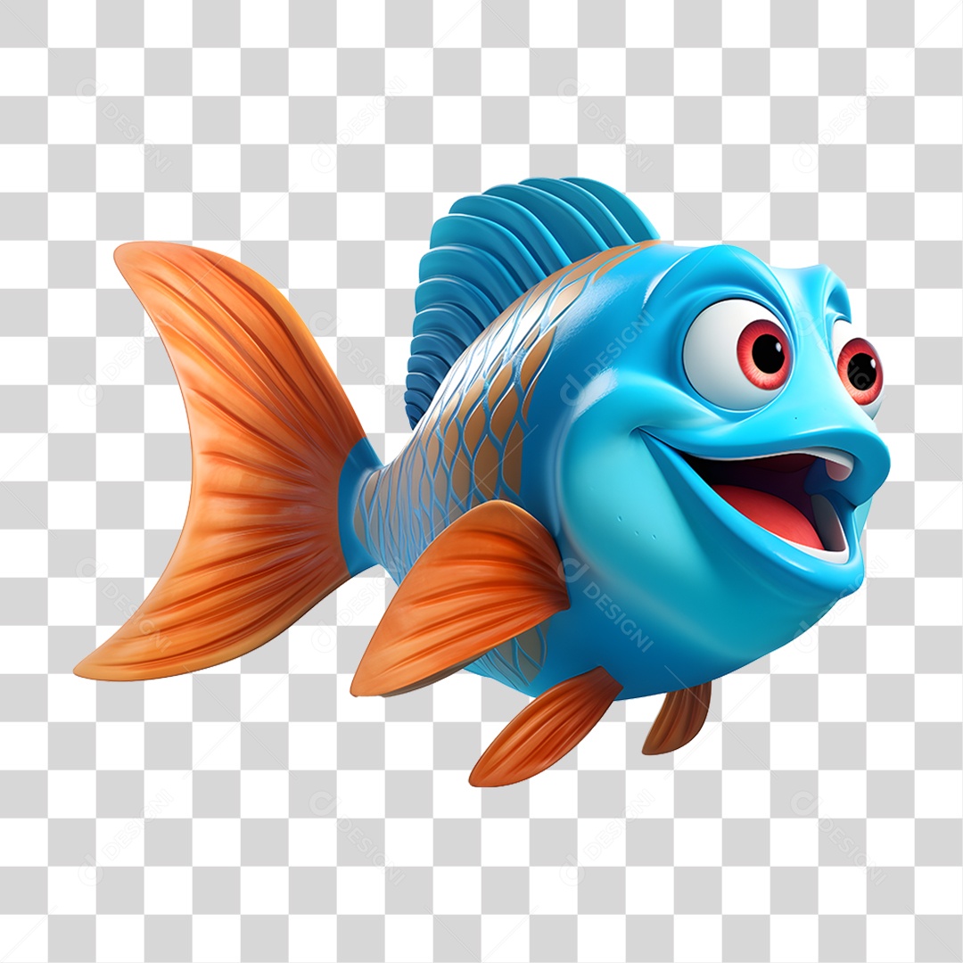 Mascote Peixe Colorido PNG Transparente