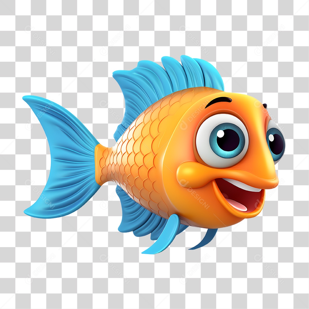 Mascote Peixe Colorido PNG Transparente