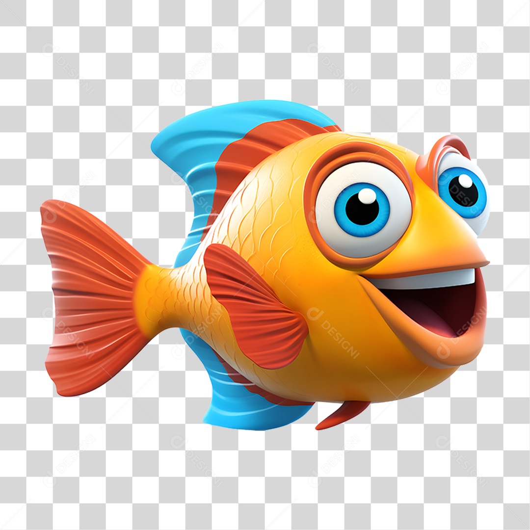 Mascote Peixe Colorido PNG Transparente