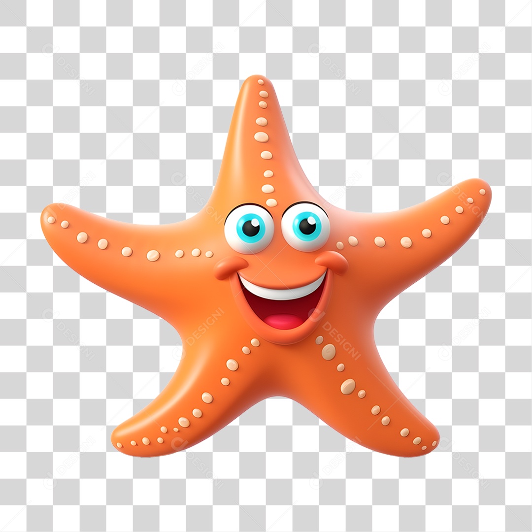 Mascote Estrela do Mar PNG Transparente