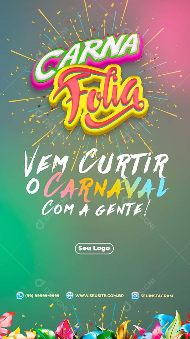 Carna Folia Vem Curtir o Carnaval com a Gente Social Media PSD Editável