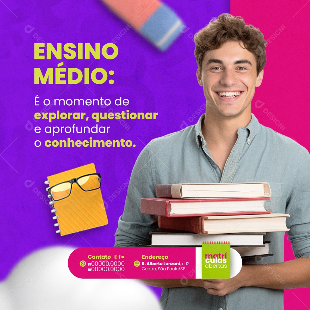 Volta às Aulas Ensino Médio É o momento de explorar Social Media PSD Editável