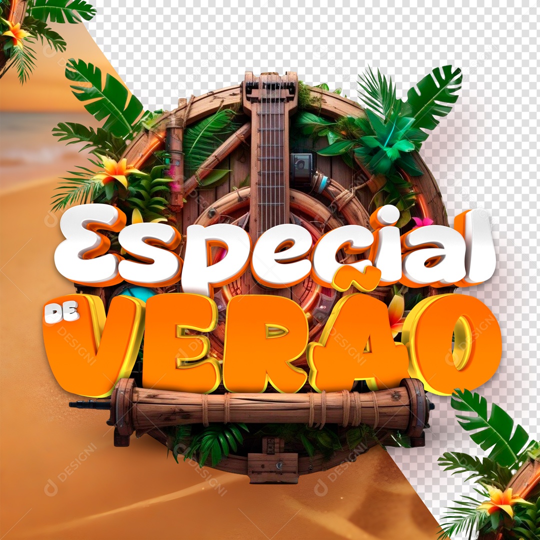 Selo 3D Especial De Verão Para Composição PSD