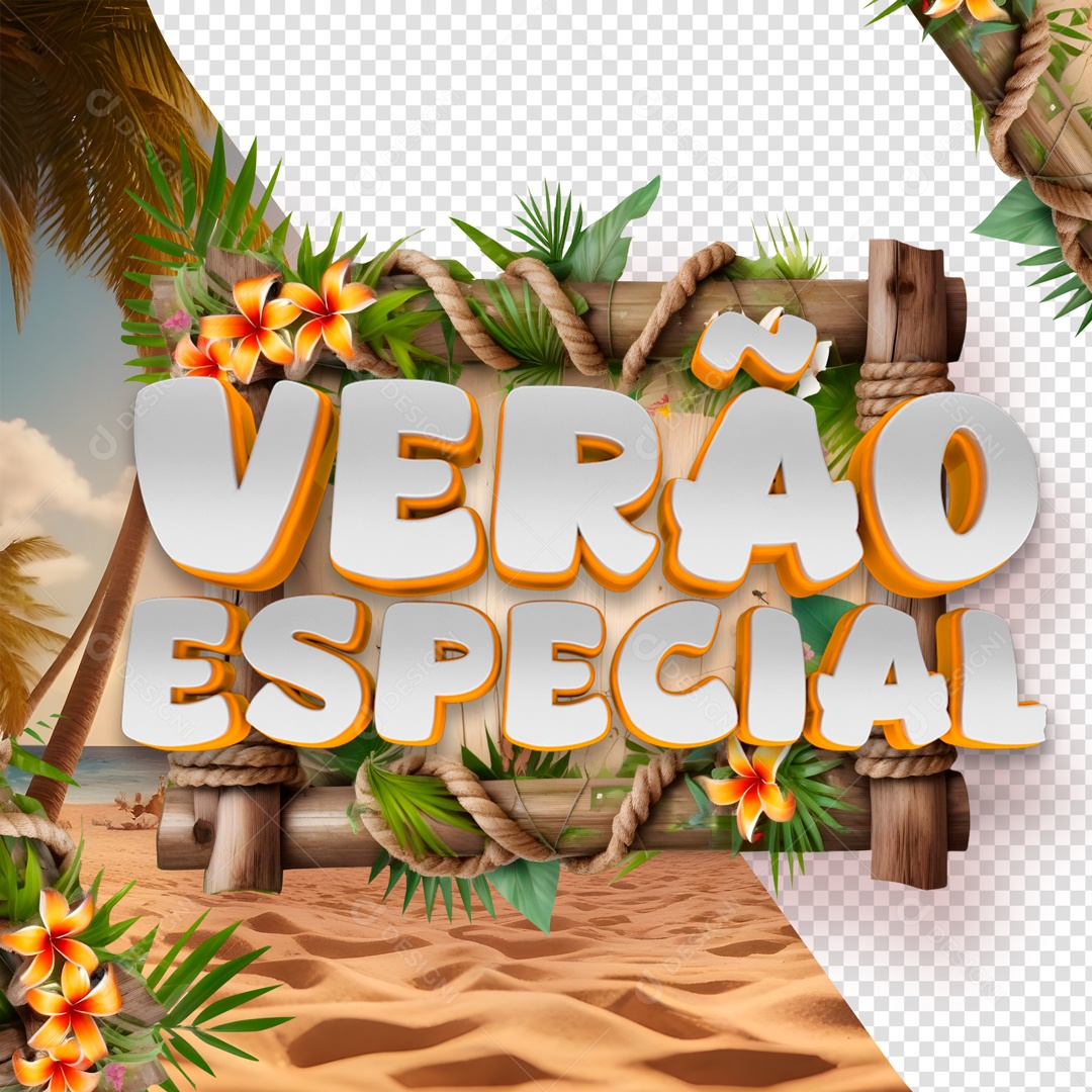 Selo 3D Verão Especial Para Composição PSD