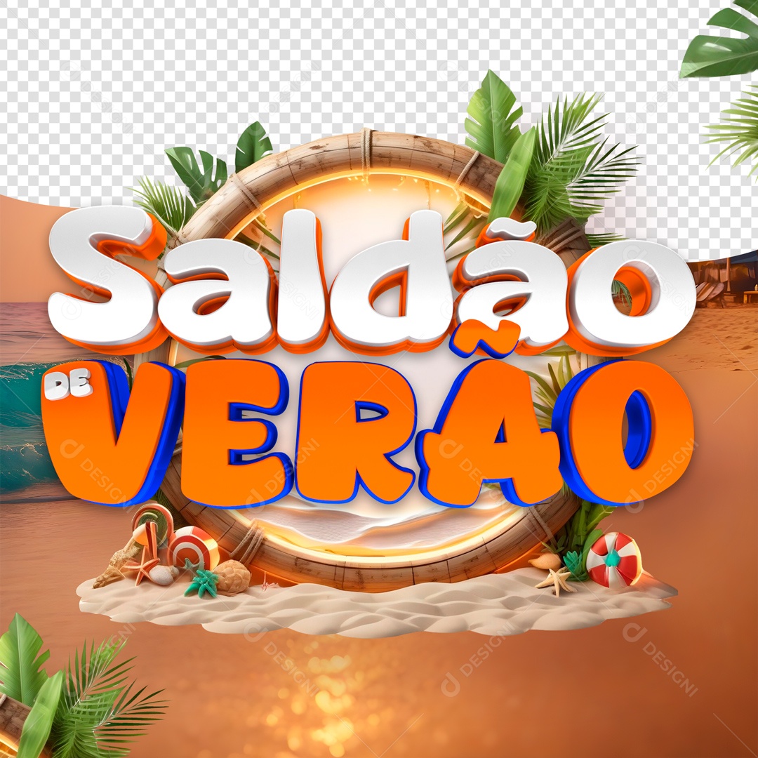 Saldão De Verão Selo 3D Para Composição PSD