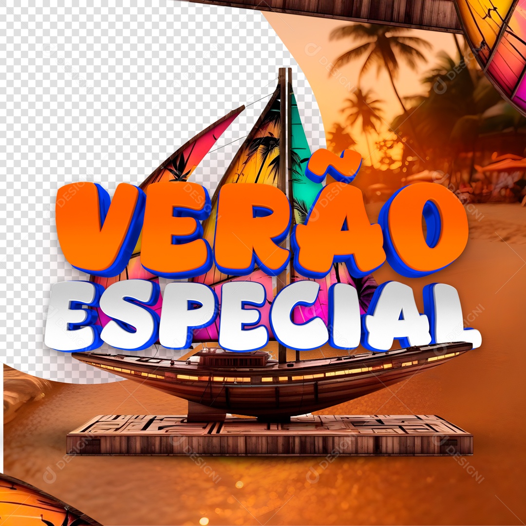 Selo 3D Verão Especial Para Composição PSD