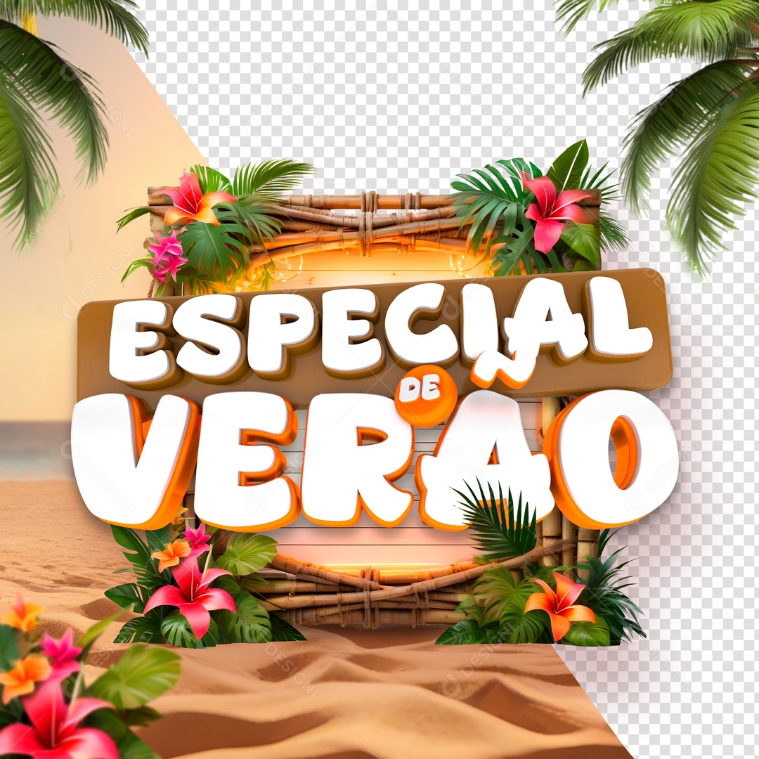 Selo 3D Especial De Verão Para Composição PSD