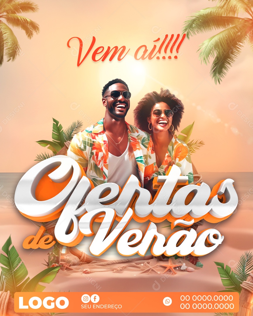 Social Media Vem Aí Ofertas De Verão PSD Editável
