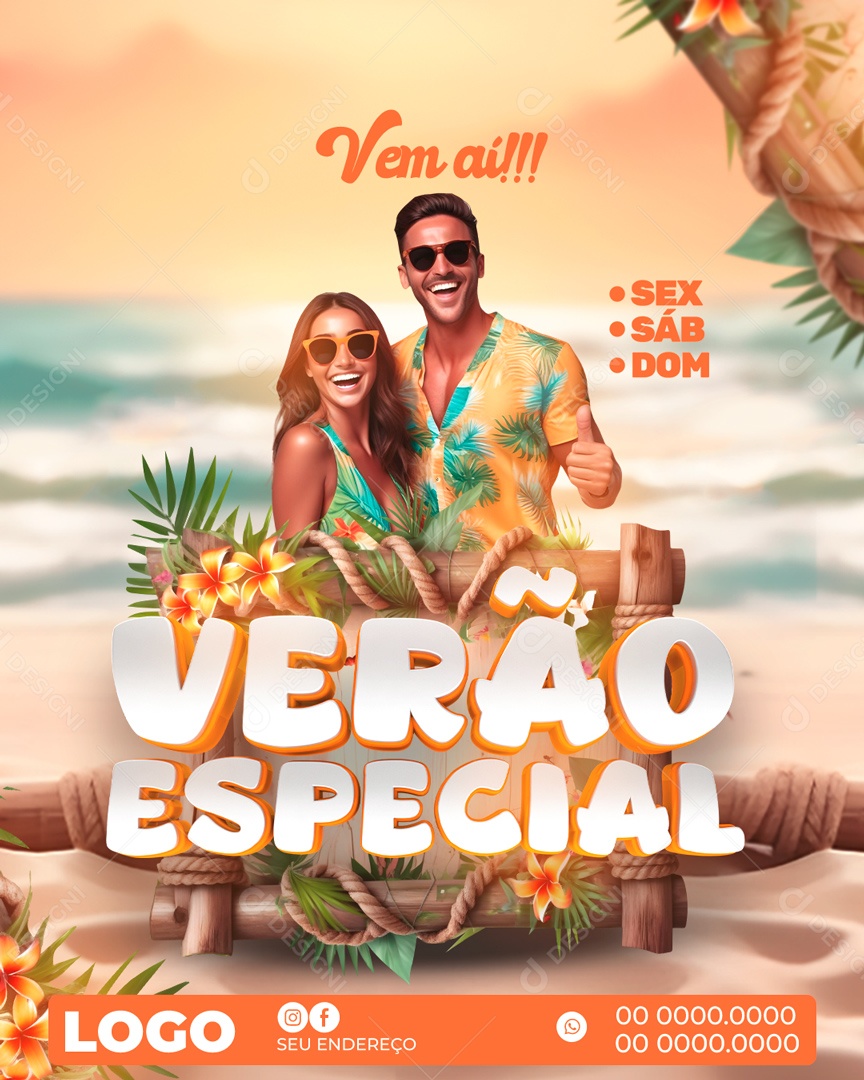 Social Media Vem Aí Verão Especial PSD Editável