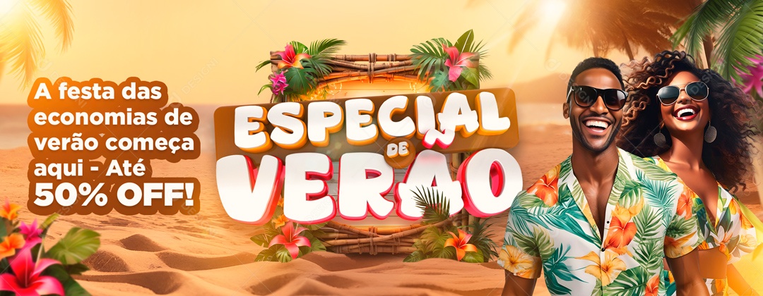 Social Media Banner Especial De Verão 50% Off PSD Editável