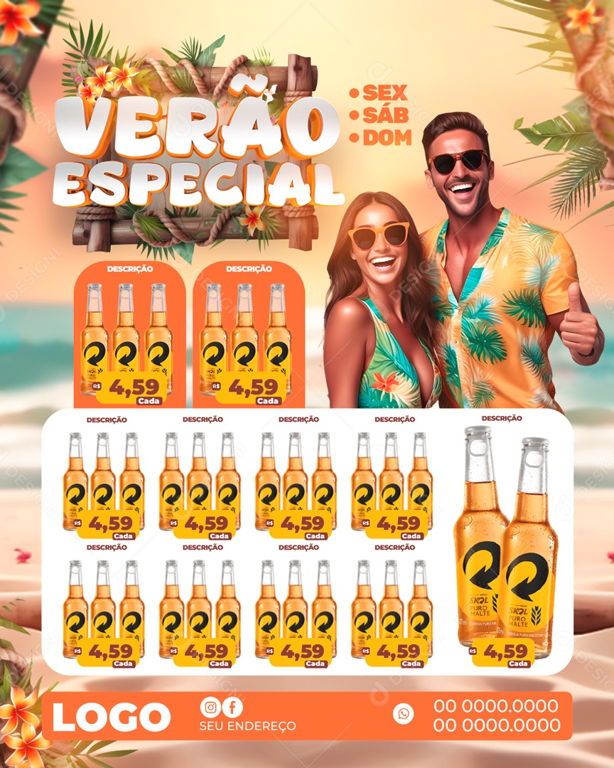 Social Media Tabloide Verão Especial Skol Distribuidora PSD Editável