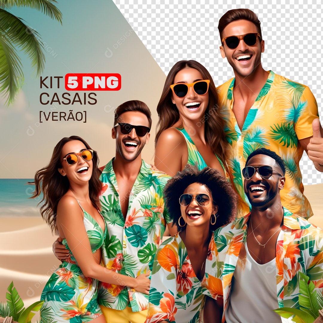 Social Media Kit 5 PNG Casais Verão PSD