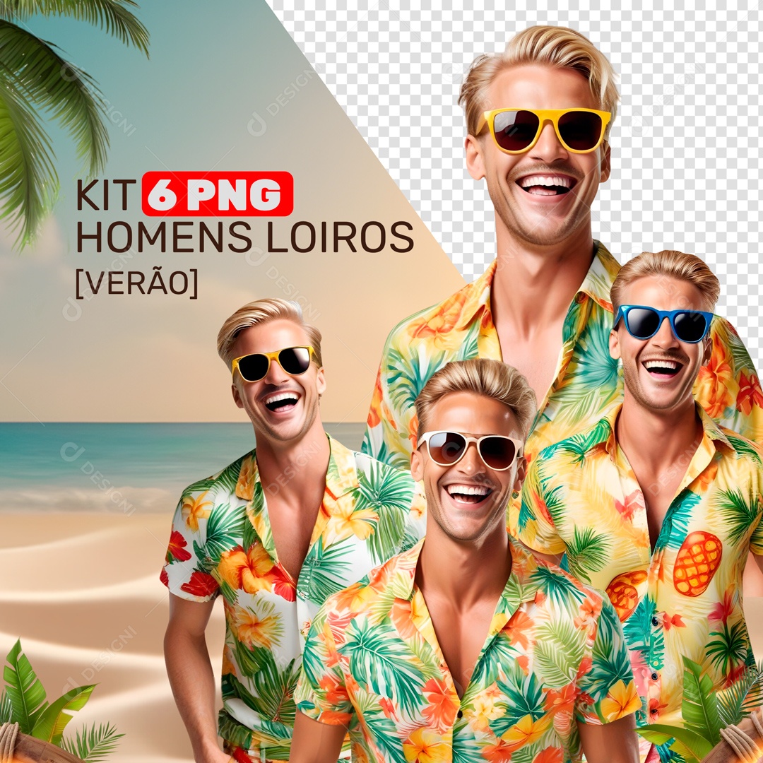Social Media Kit 6 PNG Homens Loiros Verão PSD