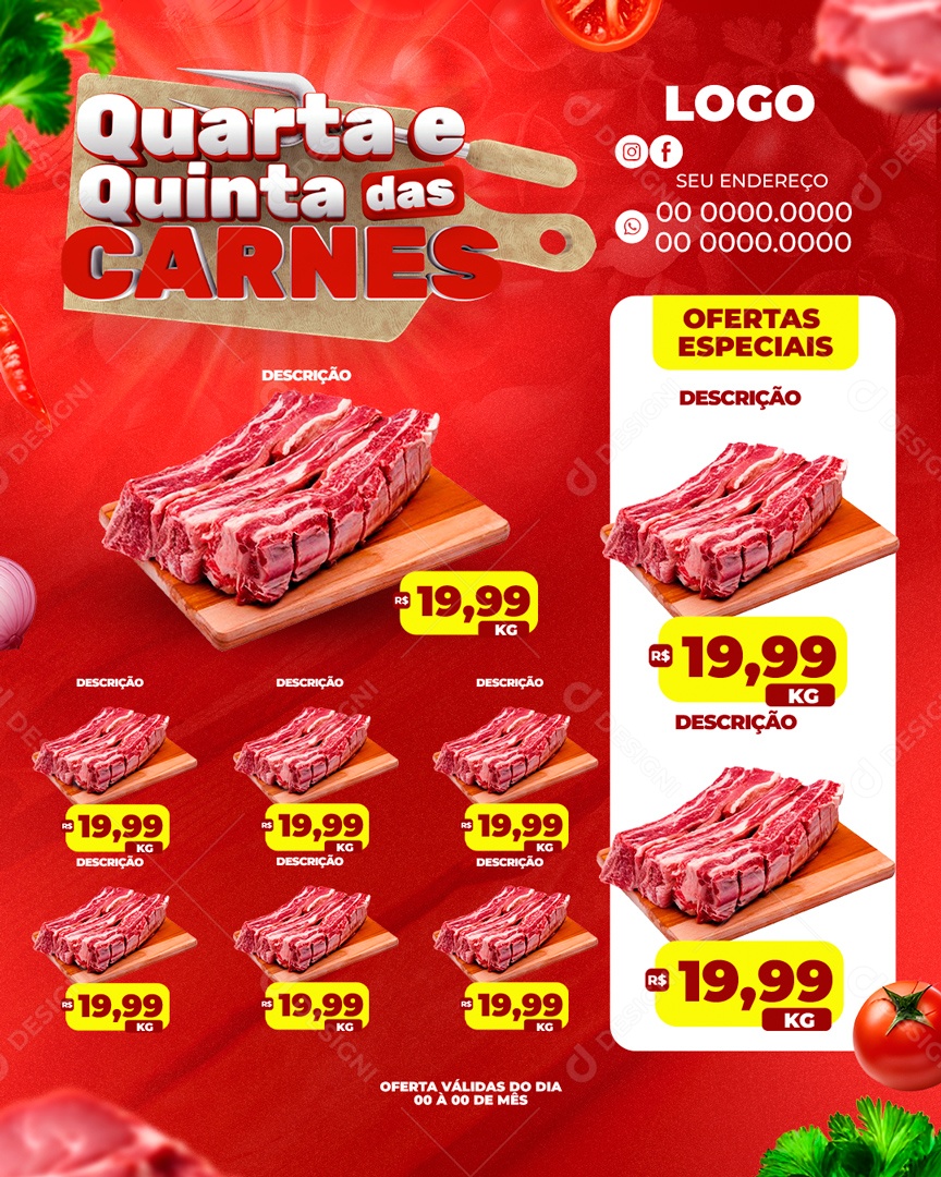 Social Media Tabloide Quarta e Quinta das Carnes Supermercado PSD Editável