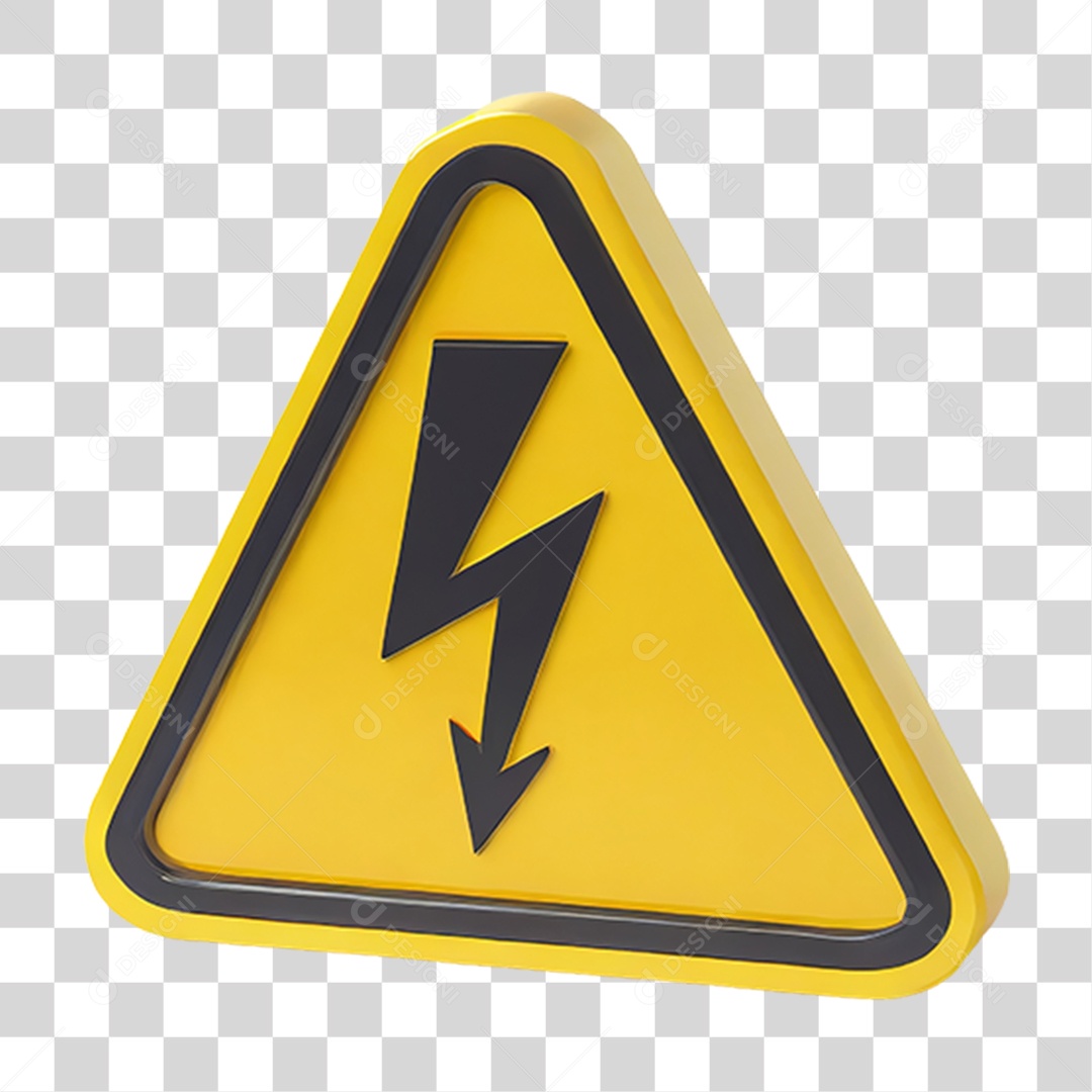 Placa Alerta de Alta Tensão PNG Transparente