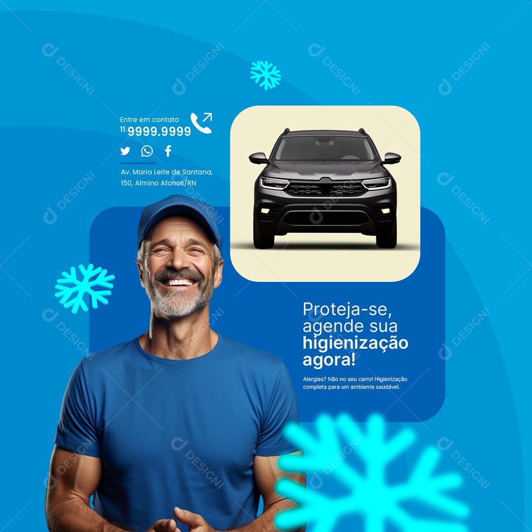 Ar Condicionado Automotivo Proteja se agende sua higienização agora Social Media PSD Editável