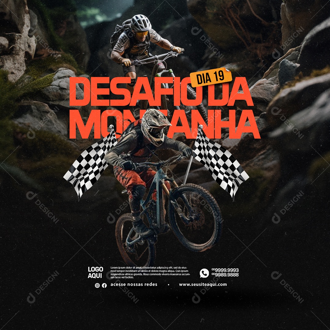 Mountain Bike Desafio Da Montanha Dia 19 Social Media PSD Editável