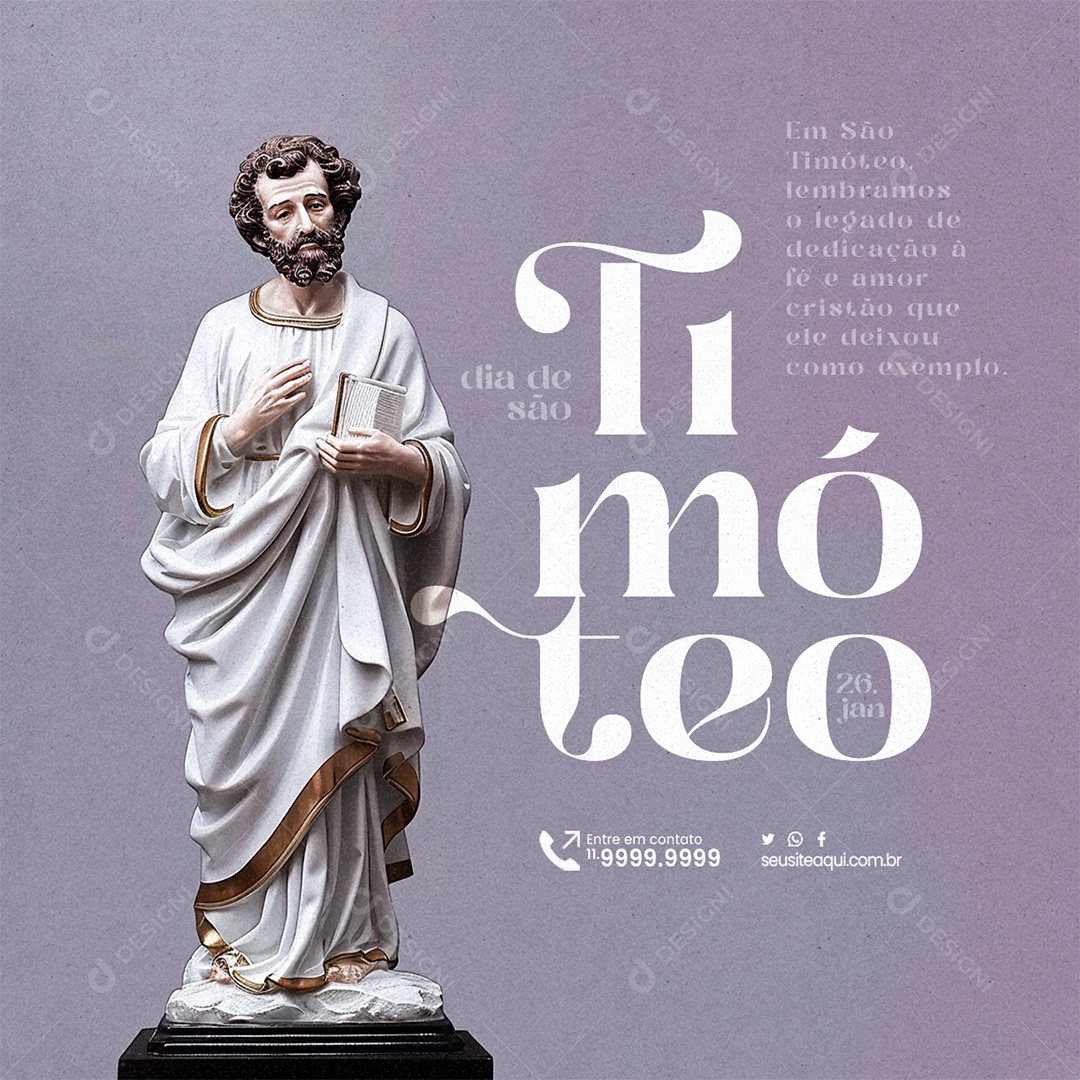 Dia de São Timóteo Lembramos o legado de dedicação à fé e amor cristão Social Media PSD Editável
