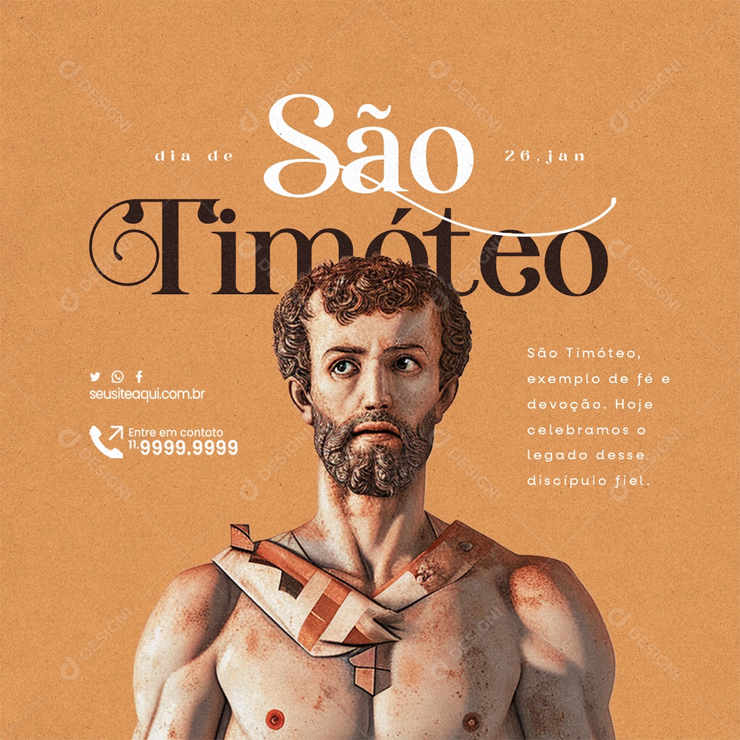 Dia de São Timóteo 26 De Janeiro Exemplo de fé e devoção Social Media PSD Editável