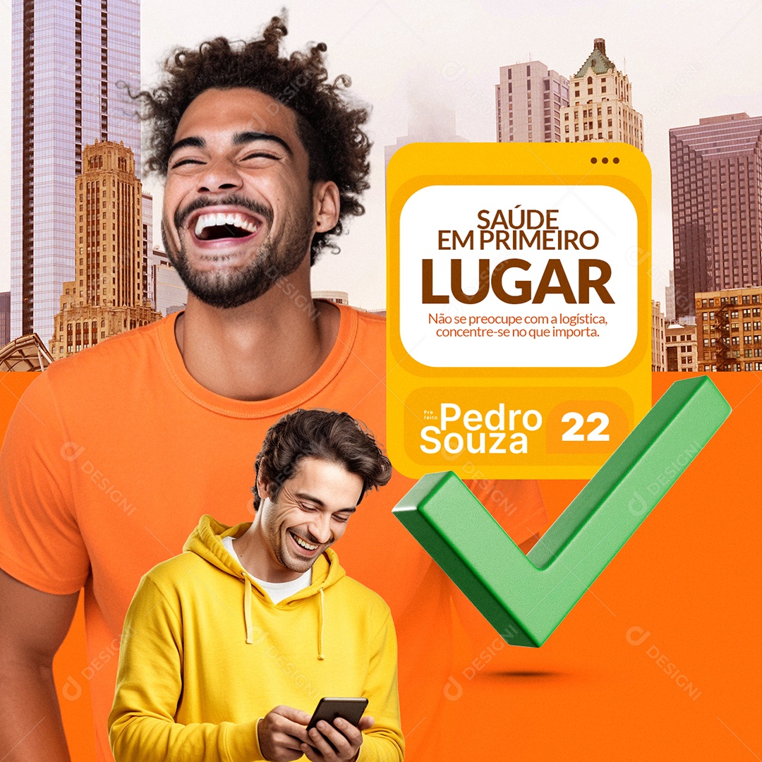 Prefeito Pedro Souza Saúde em Primeiro Lugar Social Media PSD Editável