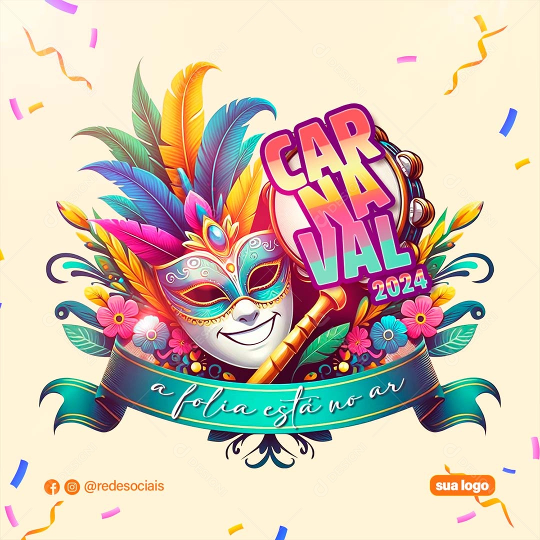 Carnaval 2024 Selo 3D para Composição PSD