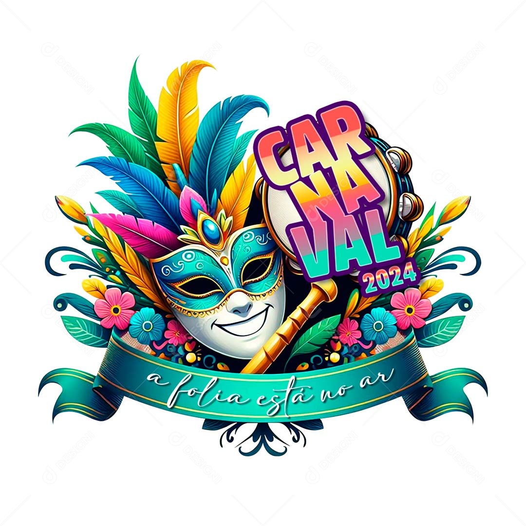 Carnaval 2024 Selo 3D Colorido para Composição PSD