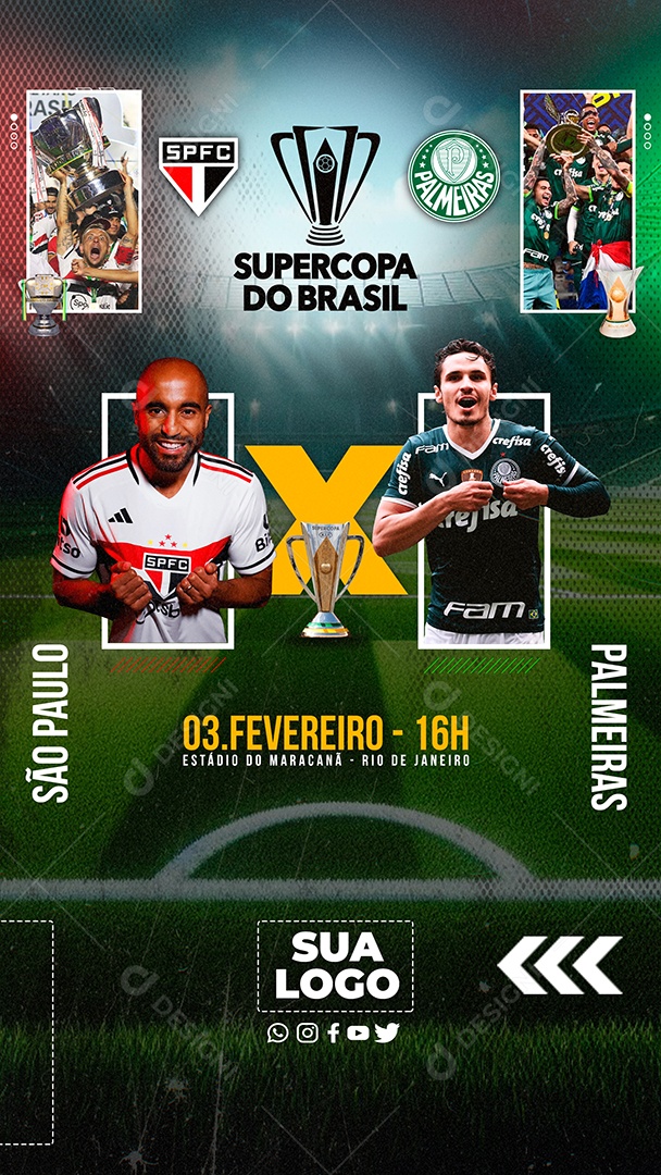 Story Supercopa Do Brasil São Paulo x Palmeiras Transmissão ao Vivo Social Media PSD Editável