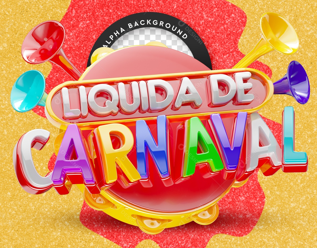 Selo 3D Liquida De Carnaval Para Composição PSD