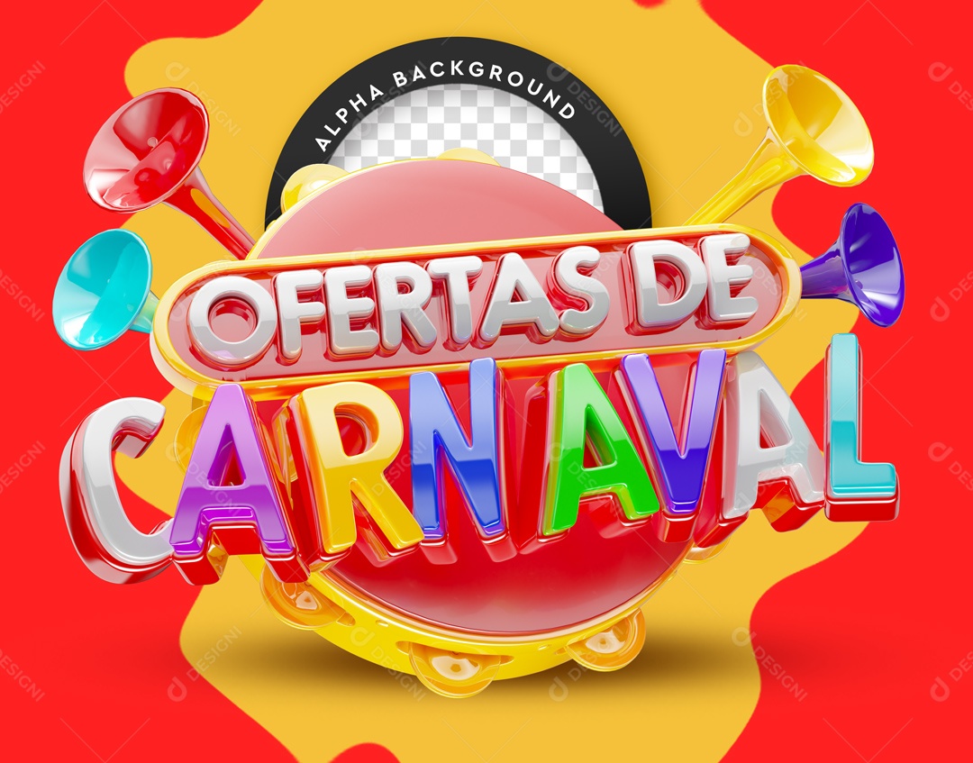 Ofertas De Carnaval Selo 3D Para Composição PSD