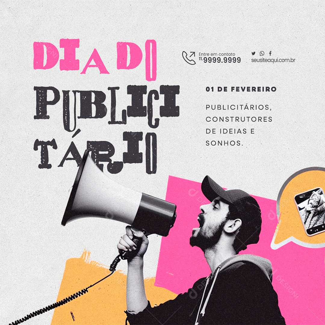 Social Media Dia Do Publicitário 1 De Fevereiro Construtores de Ideais e Sonhos PSD Editável