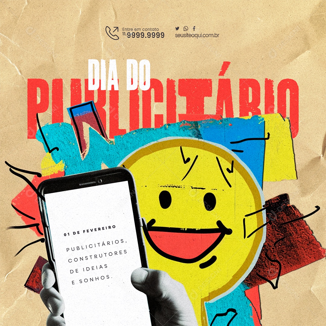 Dia Do Publicitário 1 De Fevereiro Construtores de Ideais e Sonhos Social Media PSD Editável