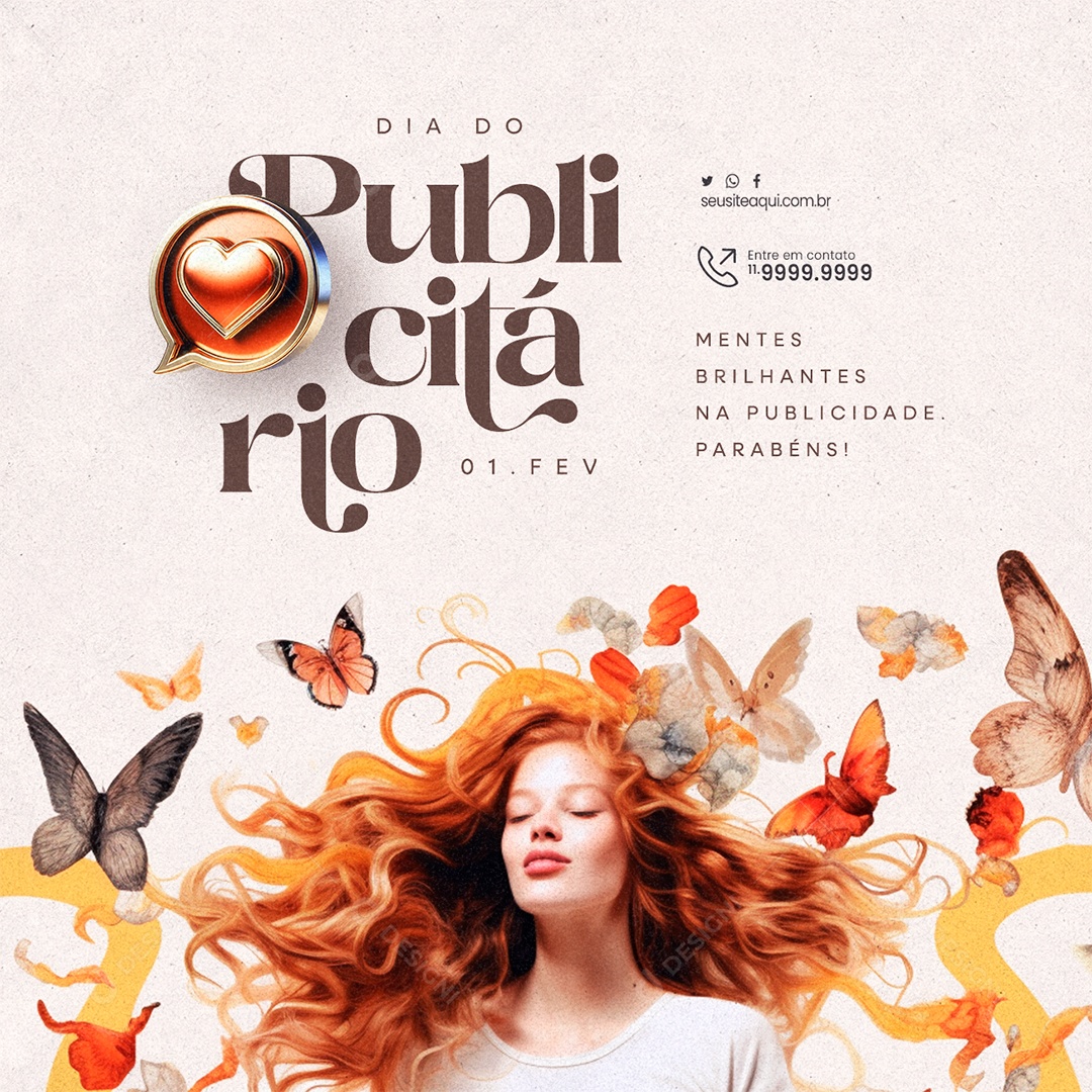 Dia Do Publicitário 1 De Fevereiro Mentes Brilhantes na Publicidade Social Media PSD Editável