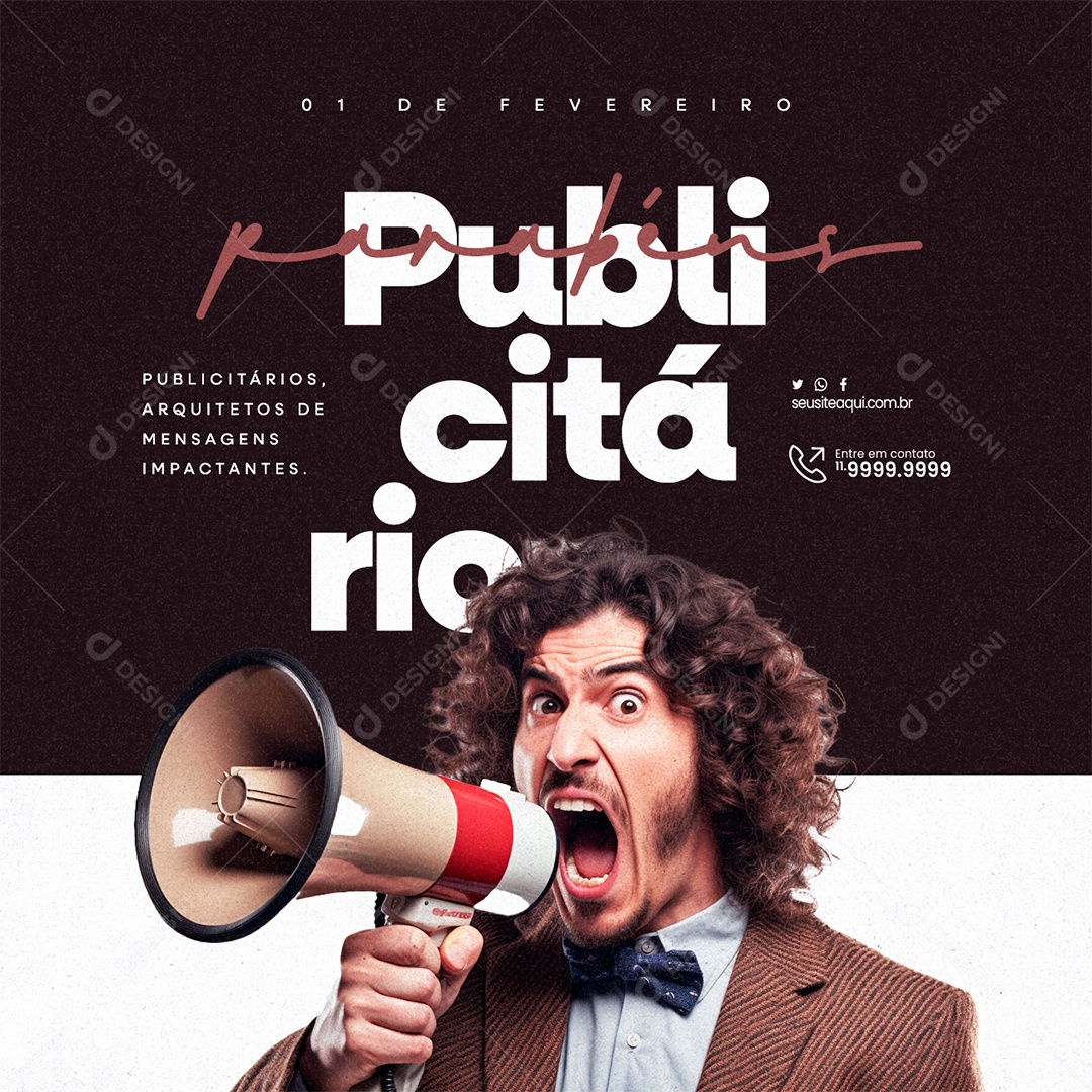 Dia Do Publicitário 1 De Fevereiro parabéns Social Media PSD Editável