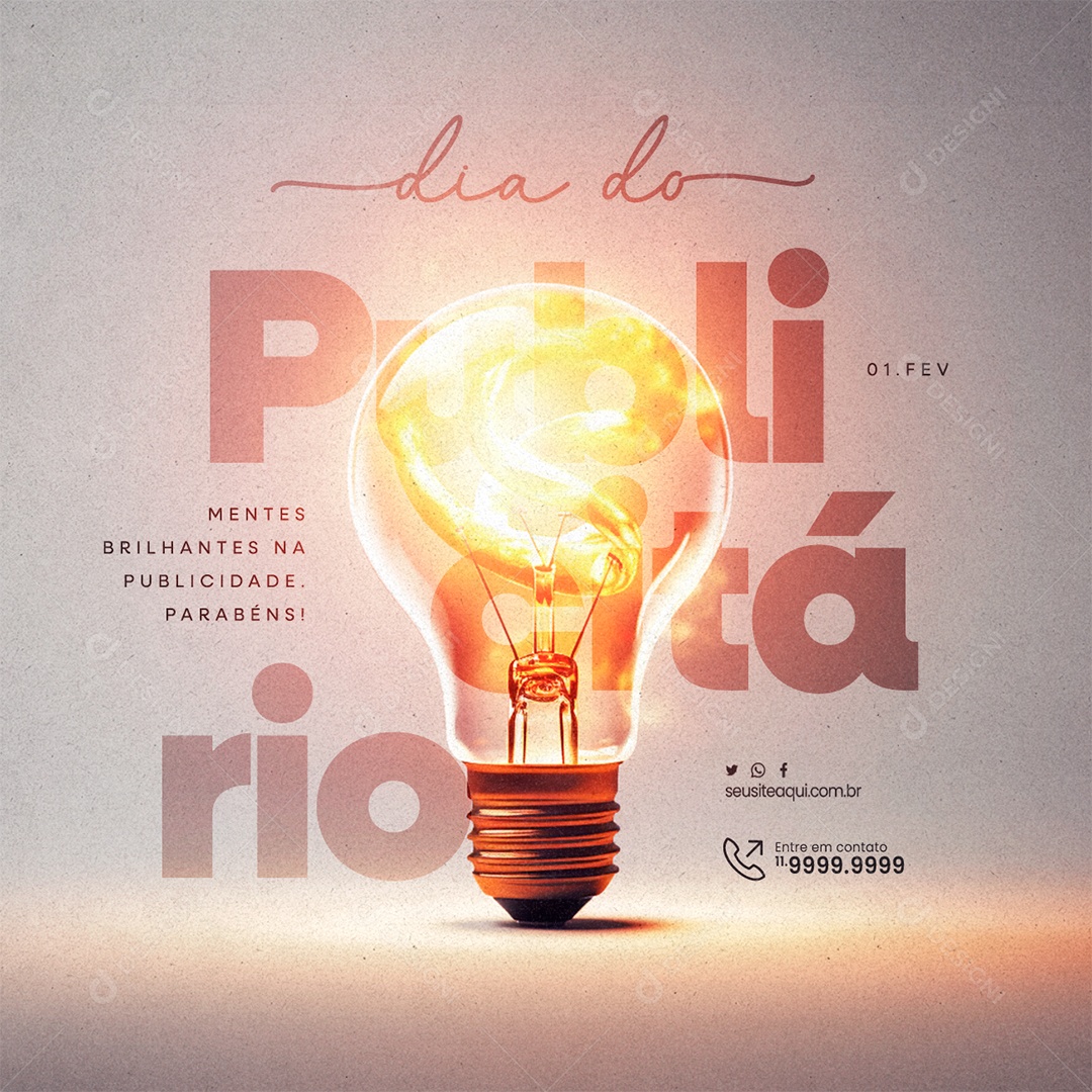 Dia Do Publicitário Mentes Brilhantes na Publicidade Parabéns Social Media PSD Editável