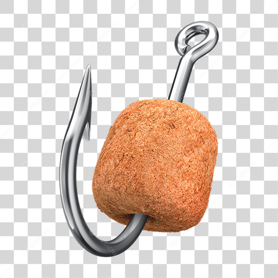 Elemento 3D Anzol de Pesca com Ração Para Composição PNG Transparente