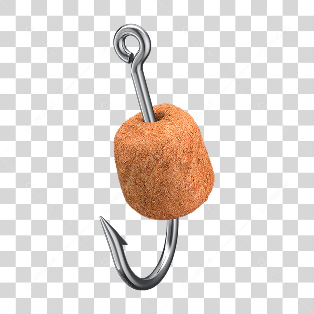 Elemento 3D Anzol de Pesca com Ração Para Composição PNG Transparente