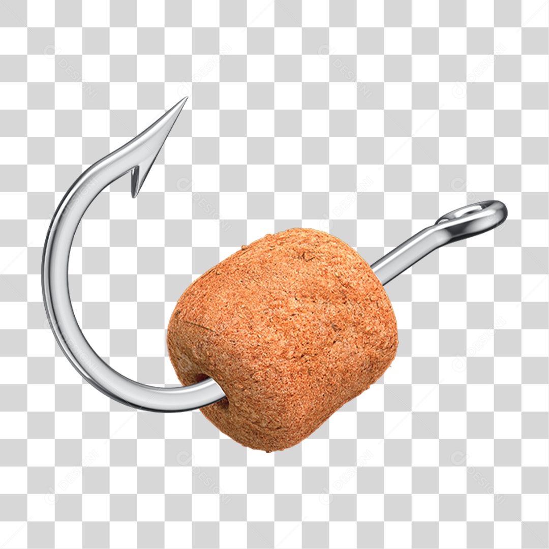 Elemento 3D Anzol de Pesca Para Composição PNG Transparente