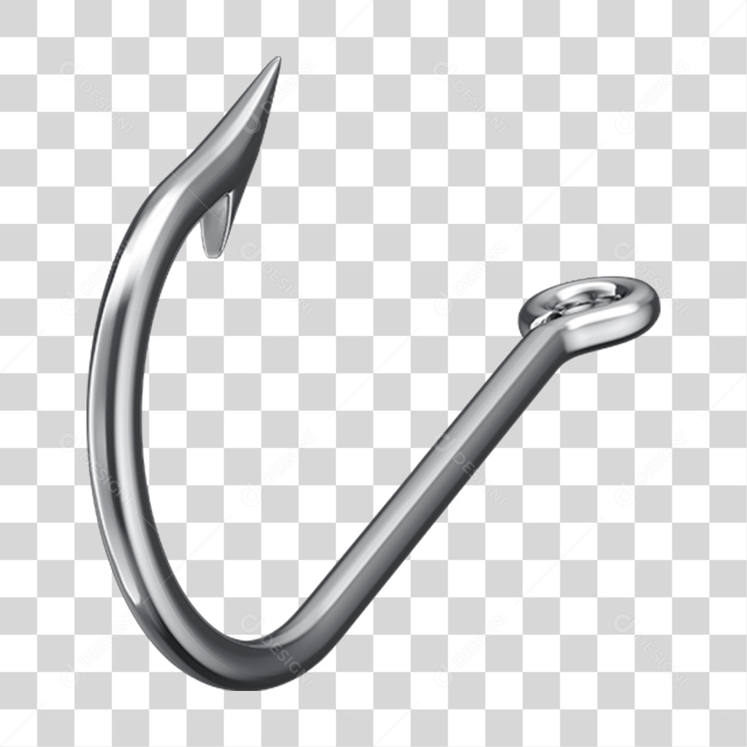 Elemento 3D Anzol de Pesca Para Composição PNG Transparente